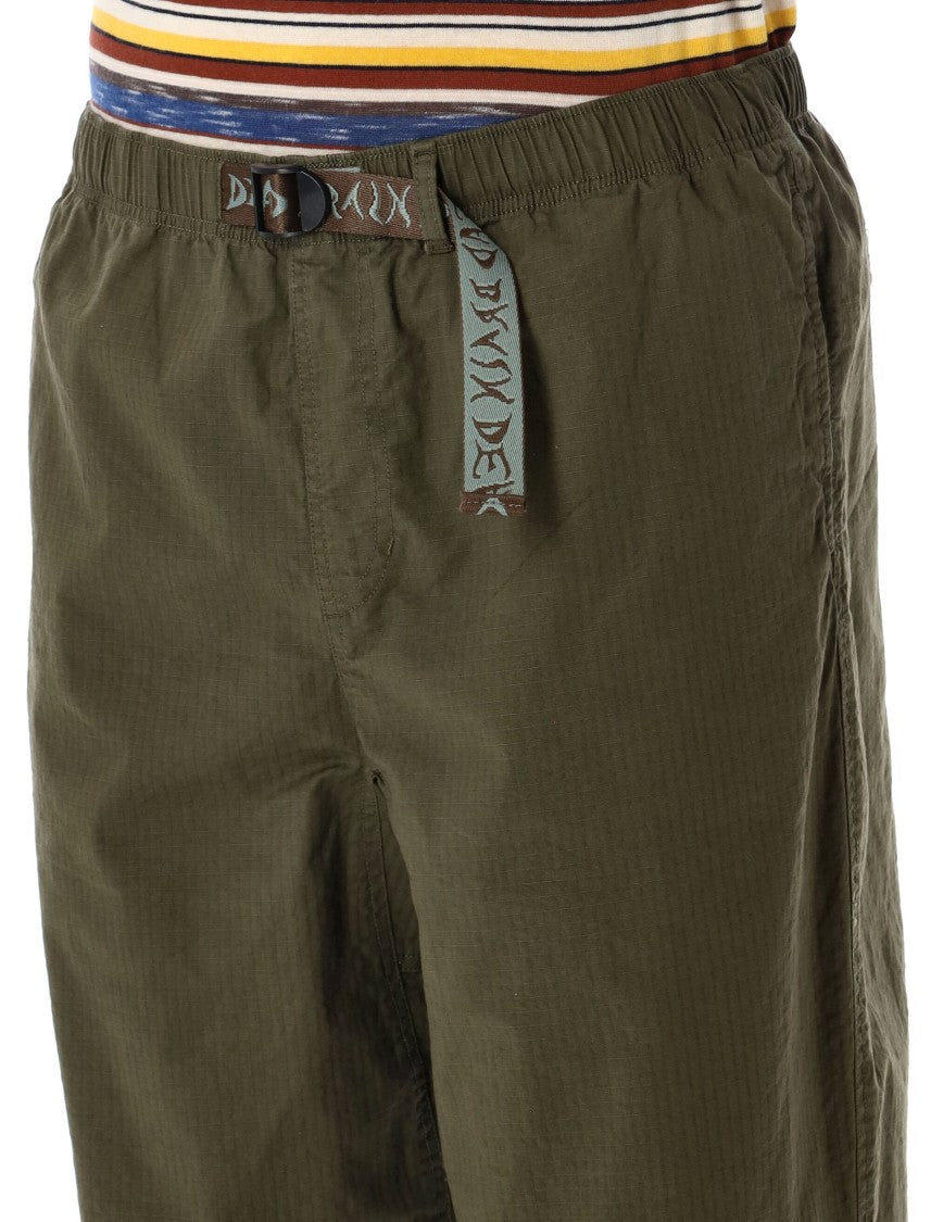 Brain Dead Relaxed-Fit Green Climber Pants With Adjustable Buckle Straps