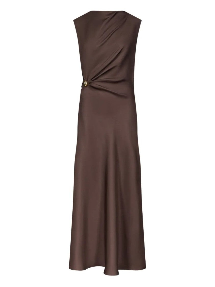 Loulou Studio Roan Draped Metal-Ornament Midi Dress