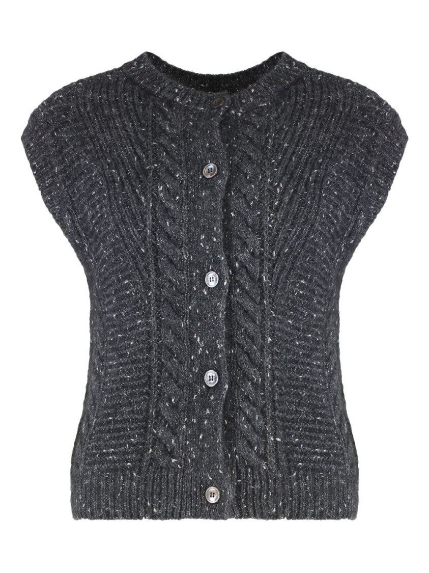 Max Mara Sleeveless Knitted Cardigan With Cable Design