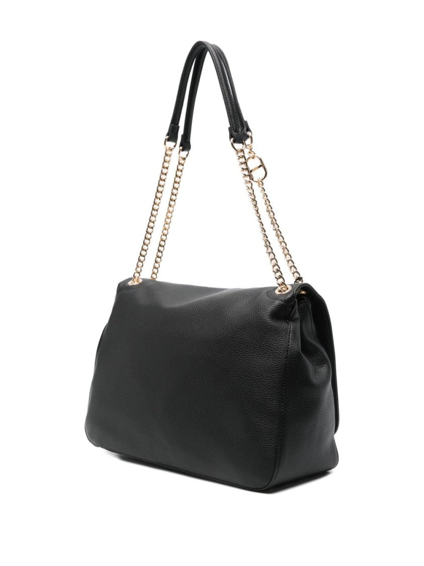 Twin-Set Structured Pebbled Handbag With Gold-Tone Accents