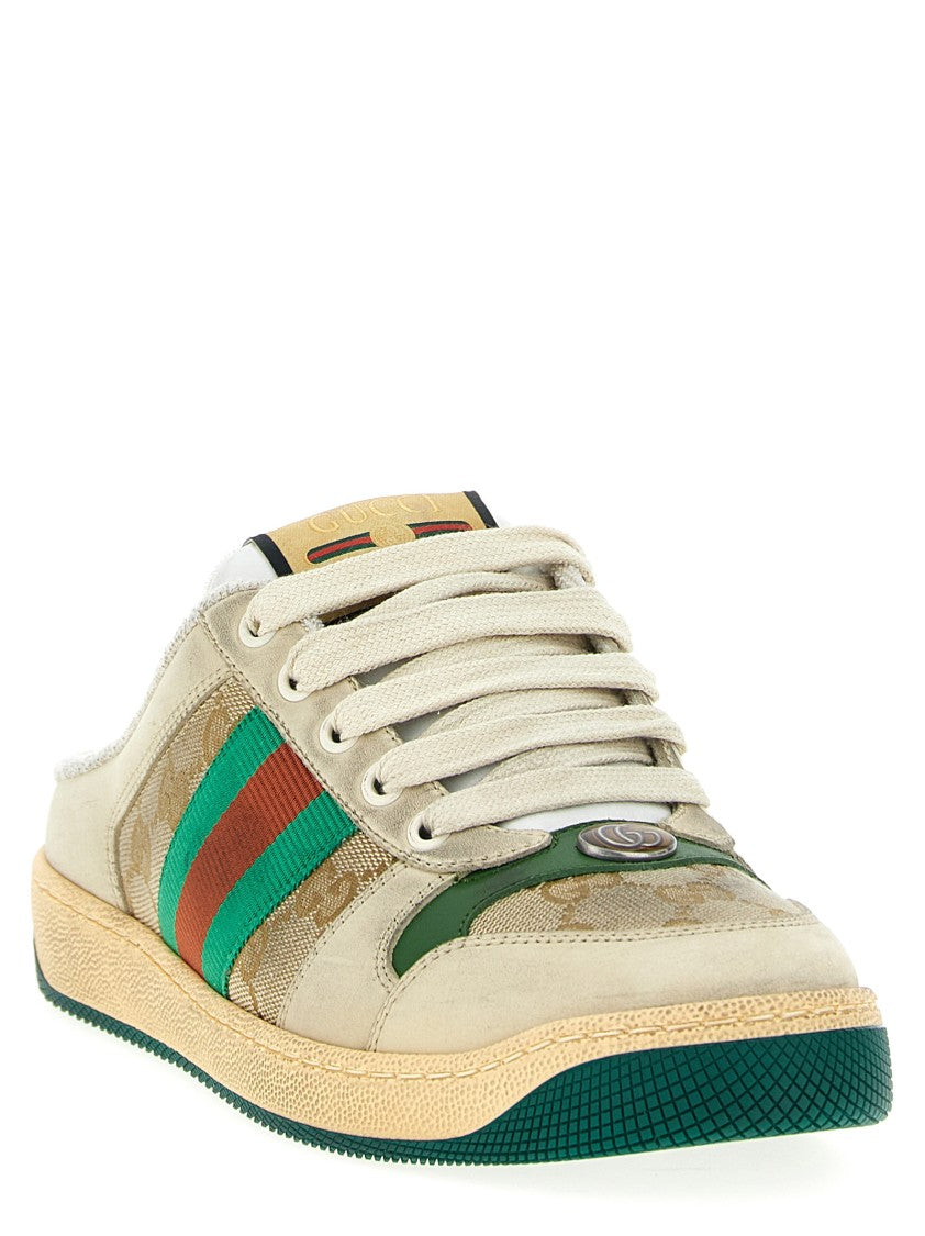 Gucci Vintage-Inspired Gg Leather And Fabric Sabots