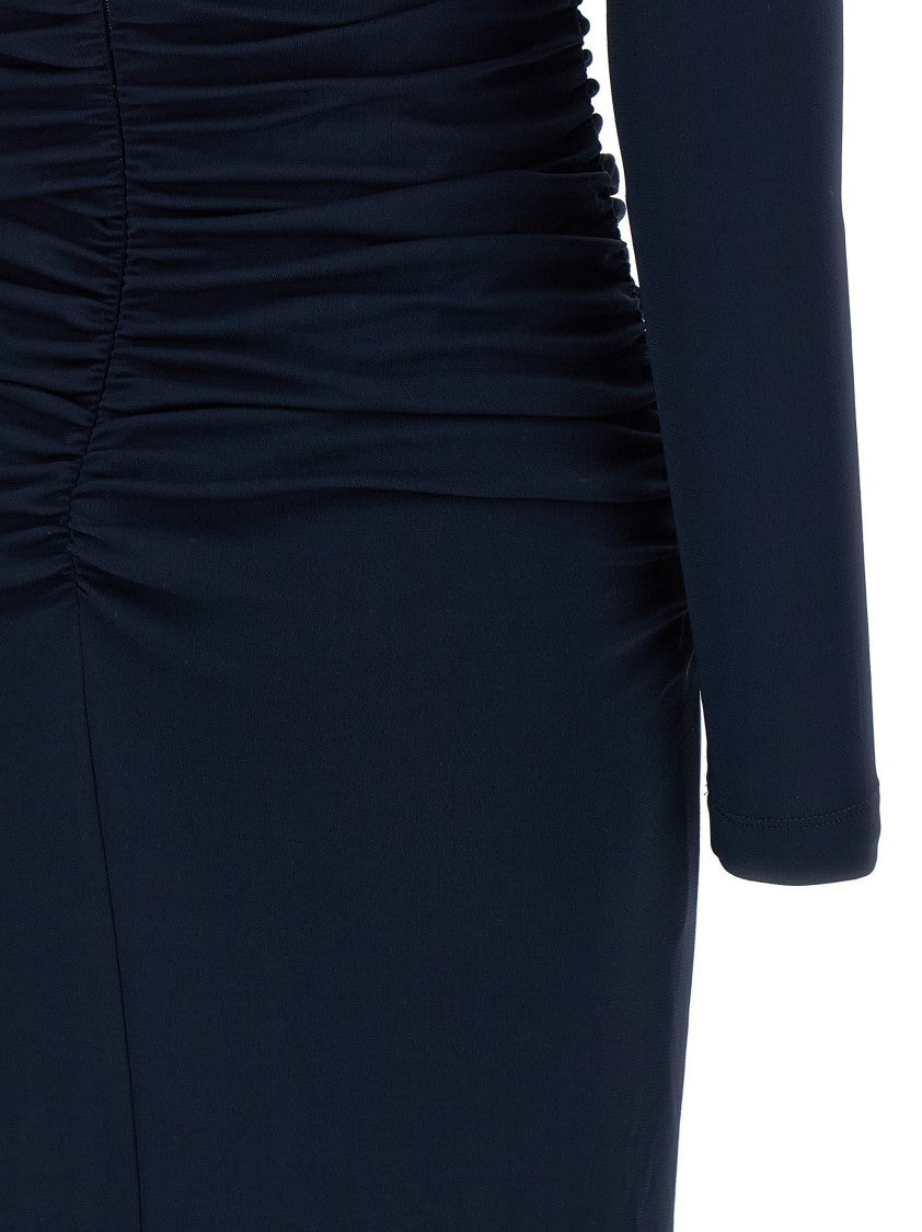Carolina Herrera 'Off-Shoulder 3/4 Slv Ruched Midi' Dress