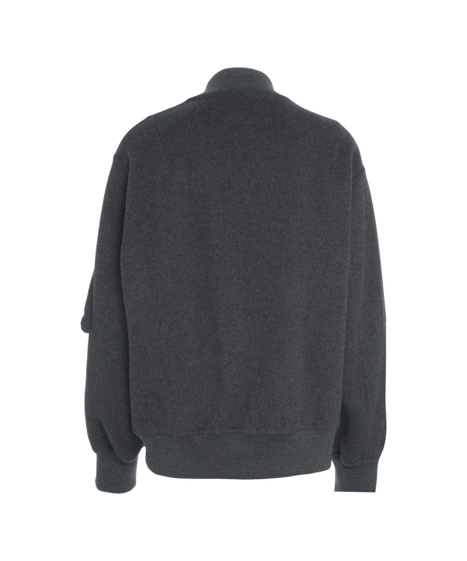 Semi Couture Textured Wool Oversized Bomber Jacket