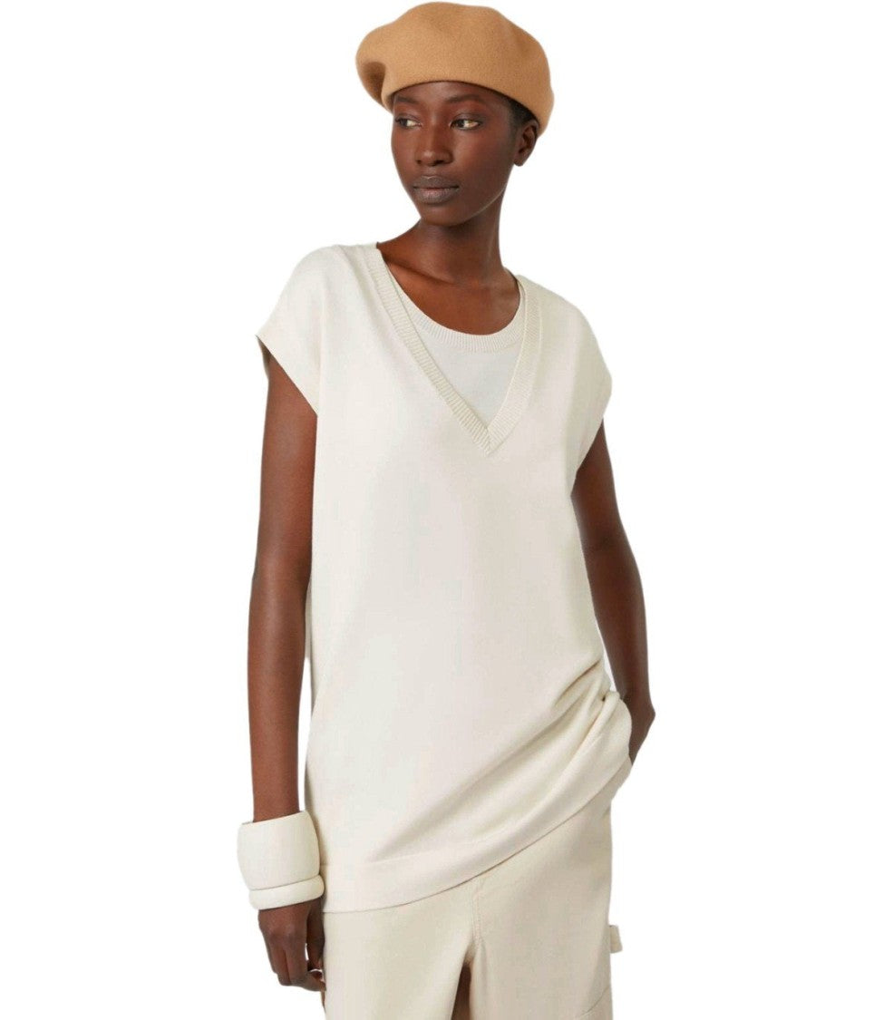 Max Mara Orosei Ivory Knitted Vest