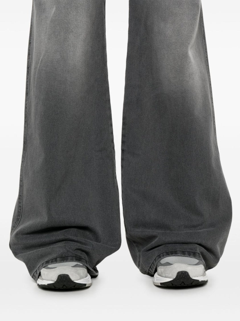 Luu Dan Wide-Leg Denim Jeans With Concealed Fly And Whiskering Effect