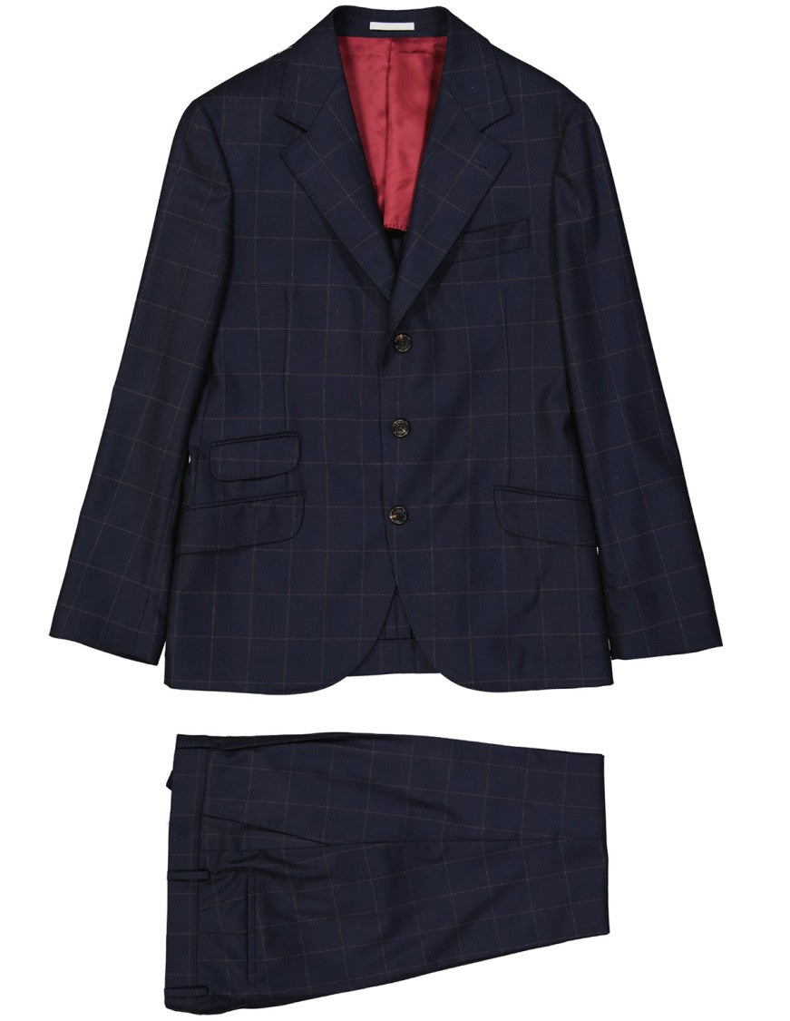 Brunello Cucinelli Navy Blue Wool Suit