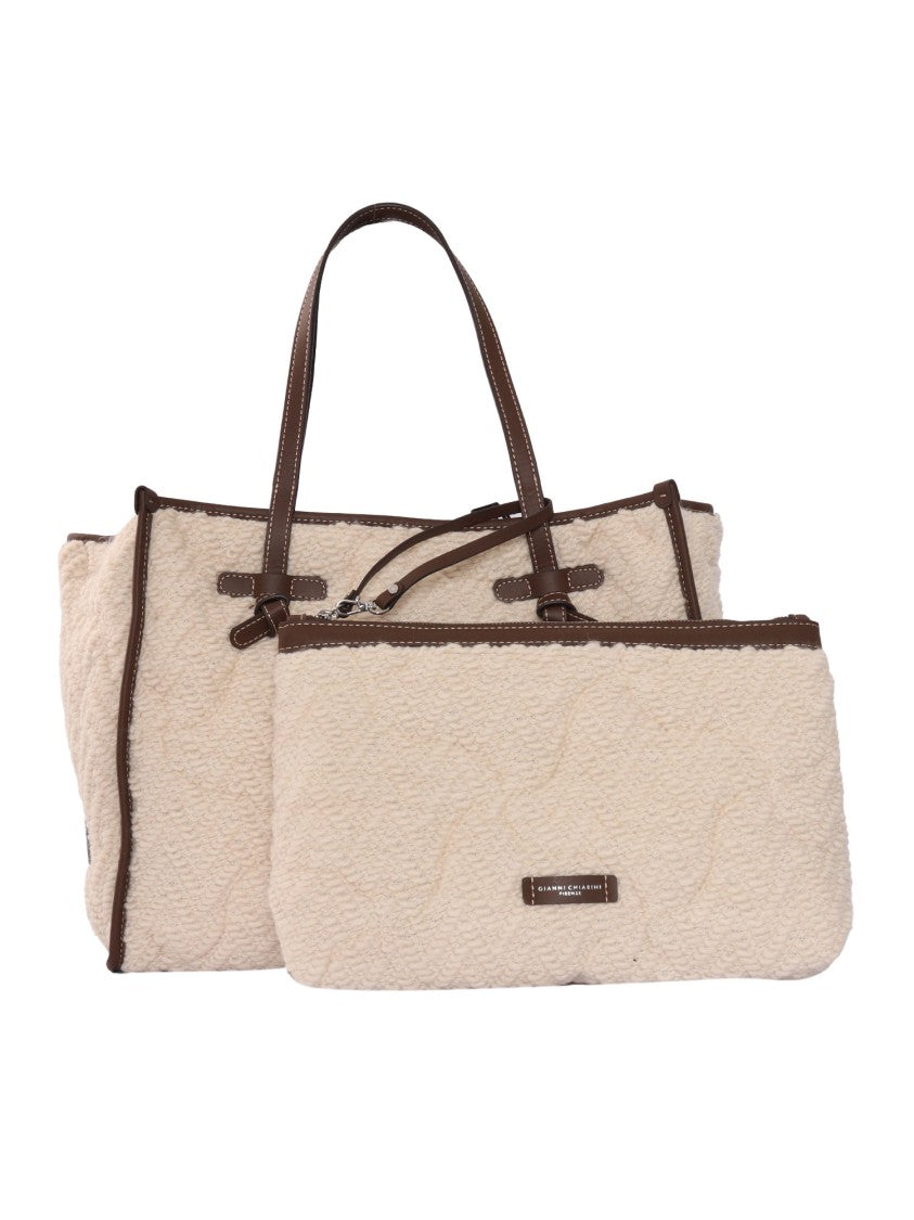Gianni Chiarini Structured Handbag In Fabric And Leather
