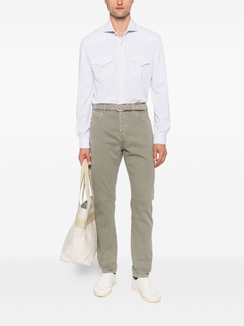 Brunello Cucinelli White Long-Sleeve Shirt With Classic Collar And Button-Down Front