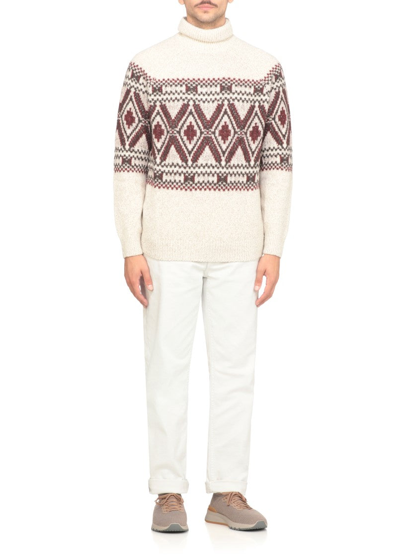 Brunello Cucinelli Wool Knitted Sneakers With Leather Accents
