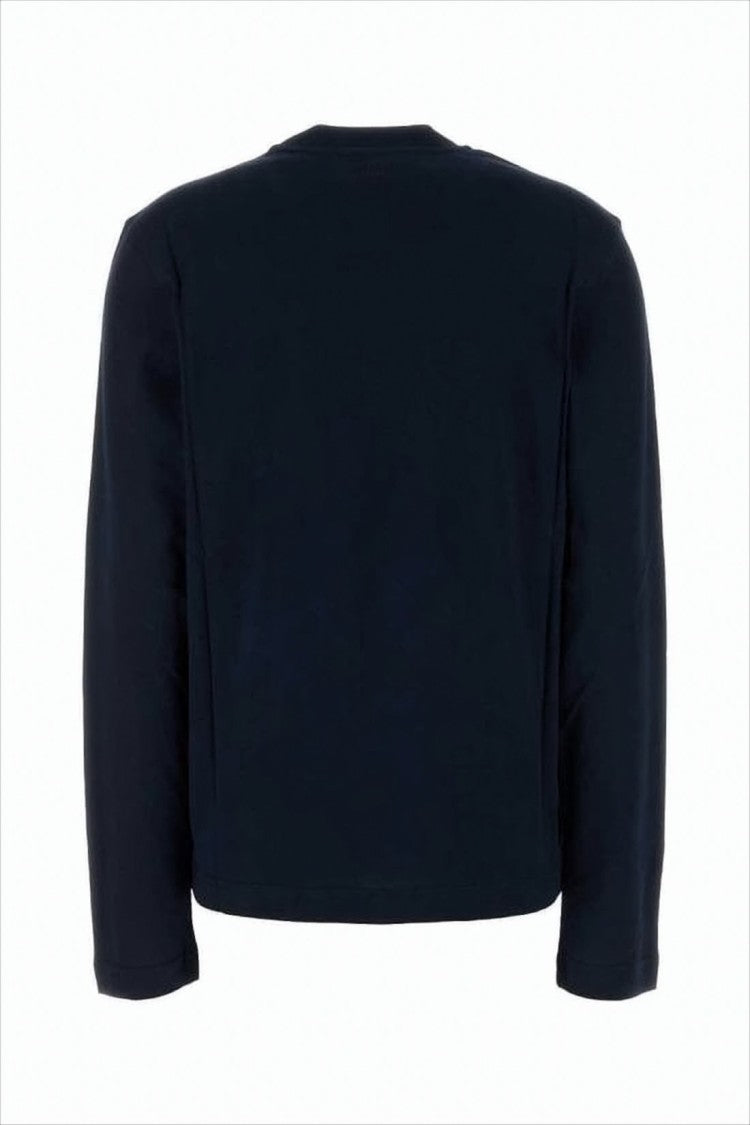 Ami Cropped Long-Sleeved Cotton Top With Embroidered Logo