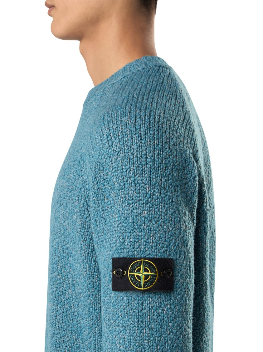 Stone Island Textured Knit Sweater With Distinctive Sleeve Patch