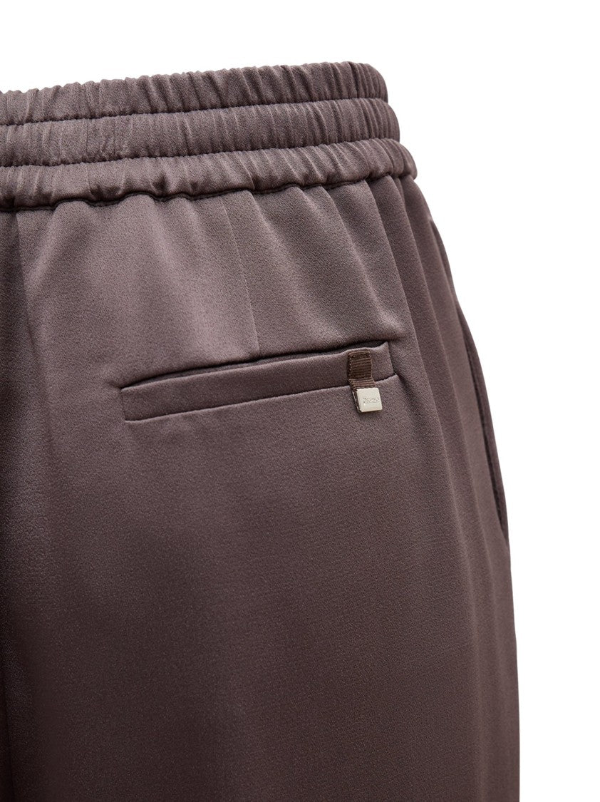 Herno Tailored Brown Jogger Pants With Grosgrain Drawstring