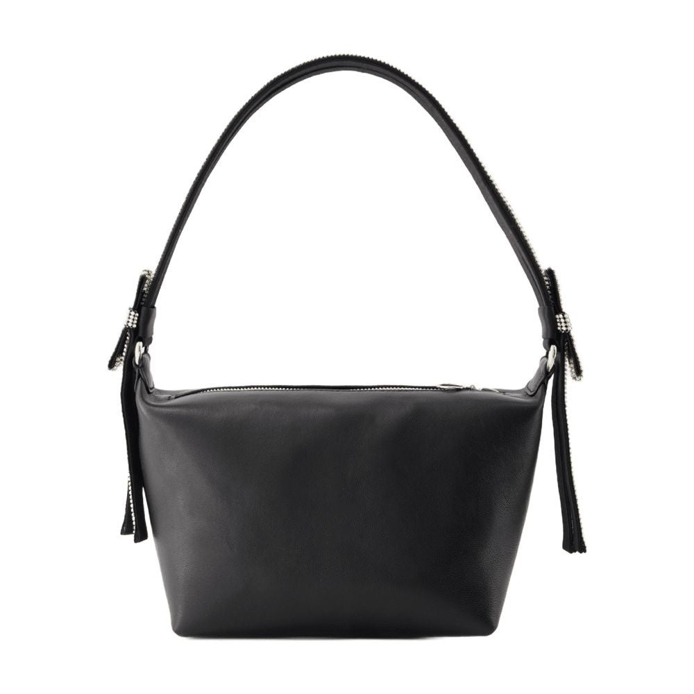 Kara Double Bow Pouch - Leather - Black