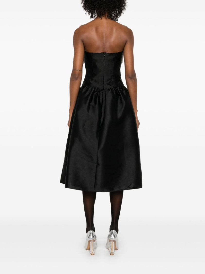 Self-Portrait Taffeta Contrast-Bow Midi Dress