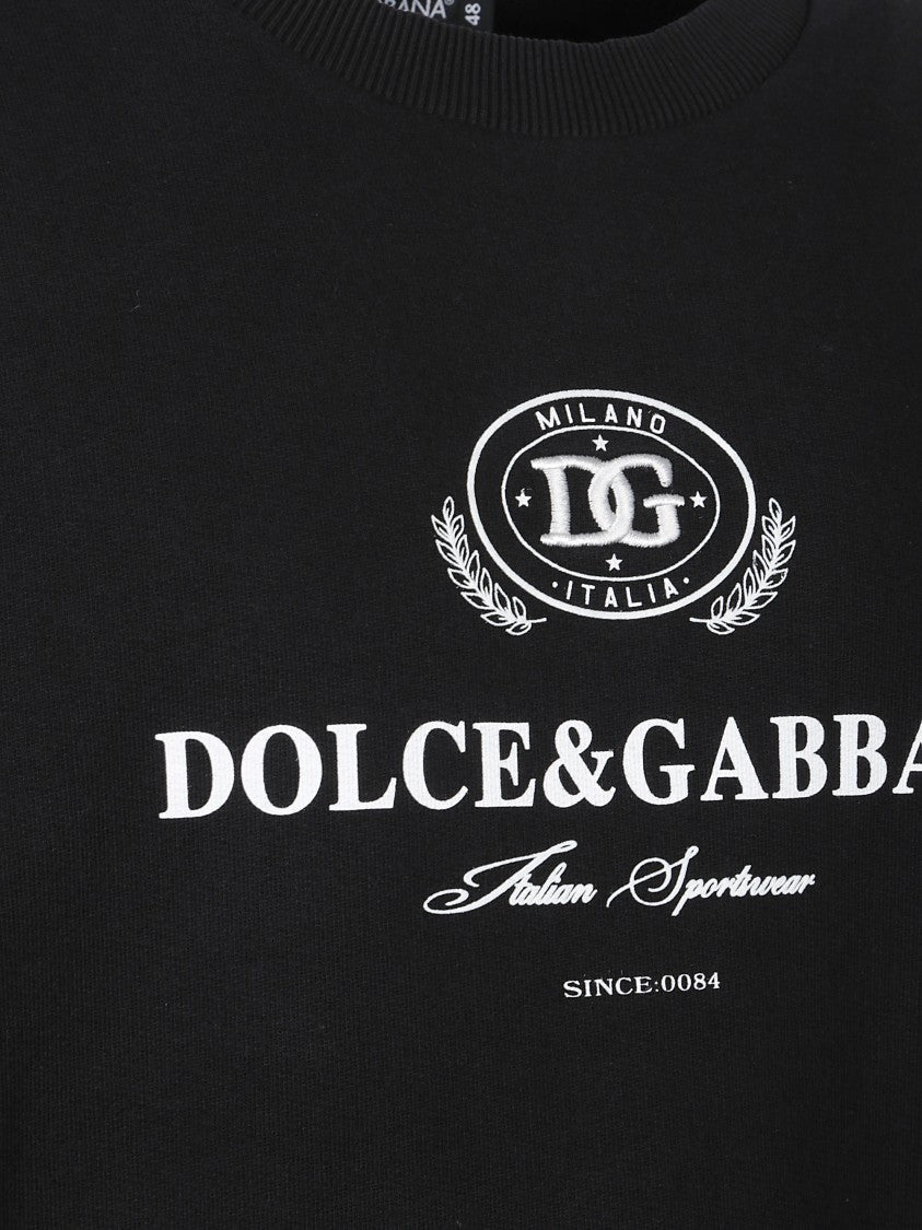 Dolce & Gabbana Logo-Embellished Black Sweatshirt With Ribbed Detailing