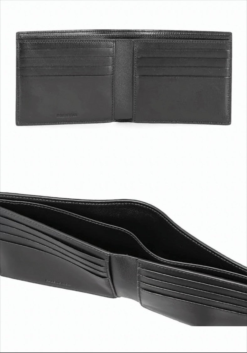 Balenciaga Textured Calf Leather Bifold Wallet With Embossed Logo