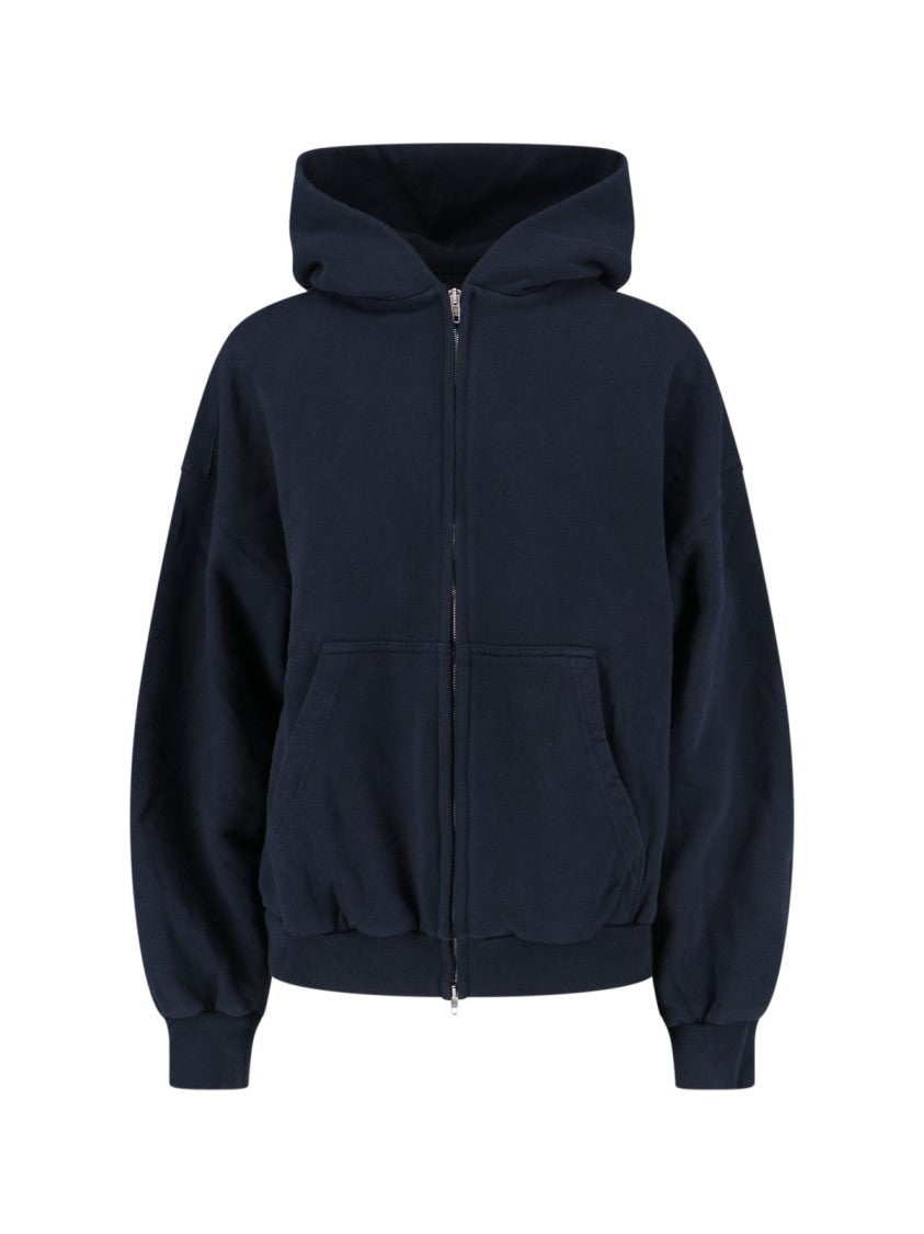 Balenciaga Flipped Uni Black Zip Hoodie With Back Logo