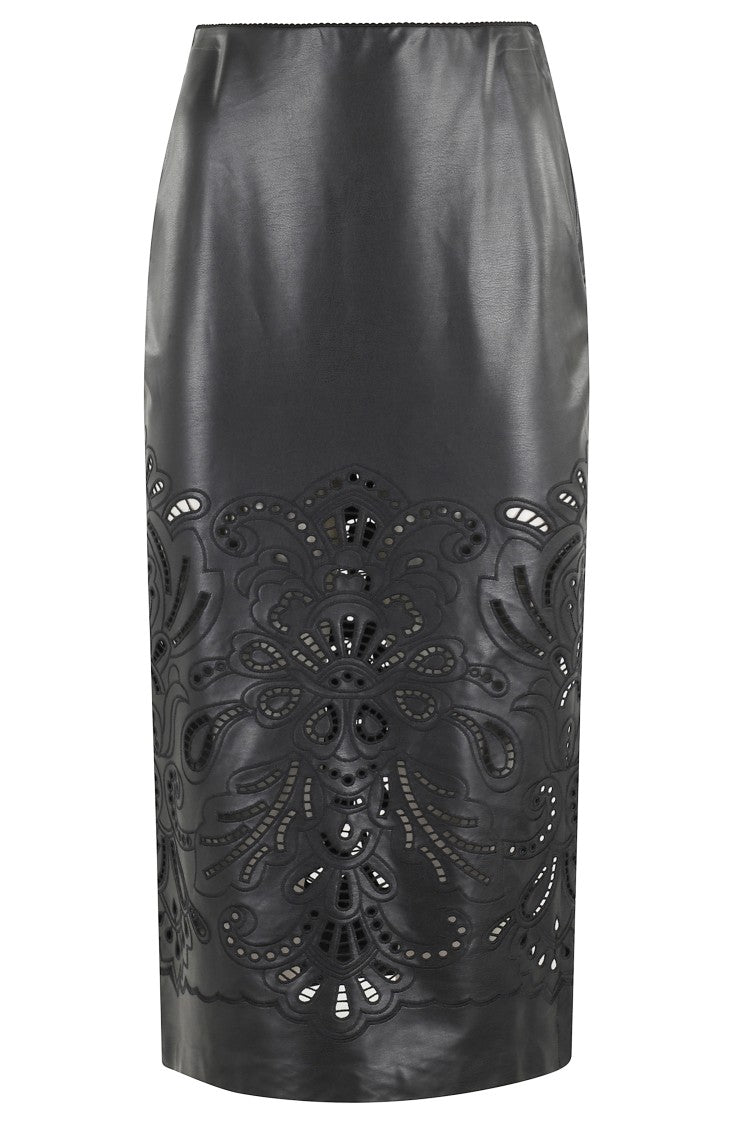 Ermanno Firenze Longuette Faux Leather Midi Skirt