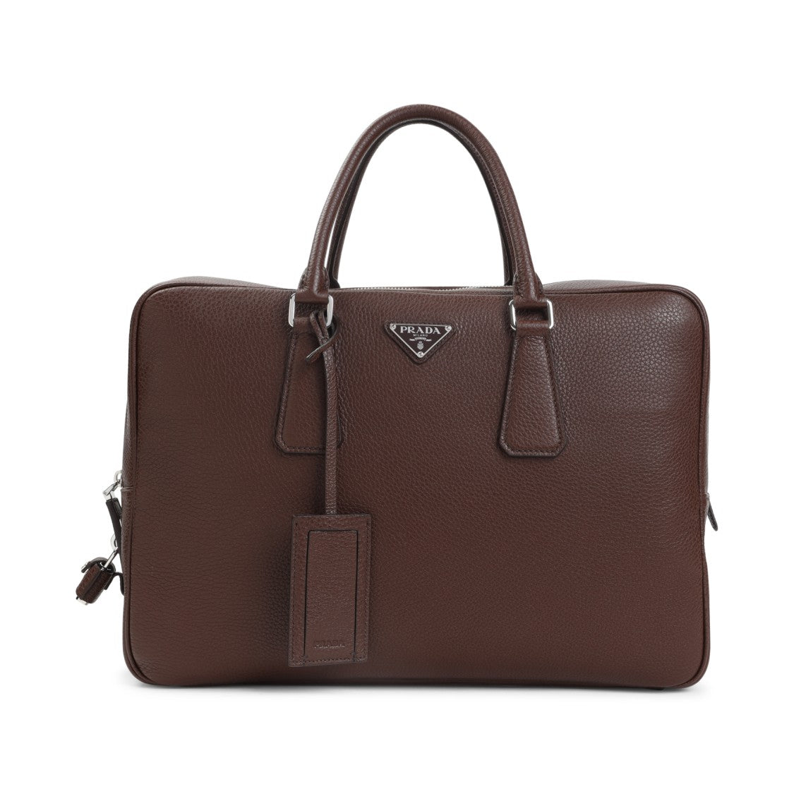 Prada Textured Leather Briefcase With Polished Hardware