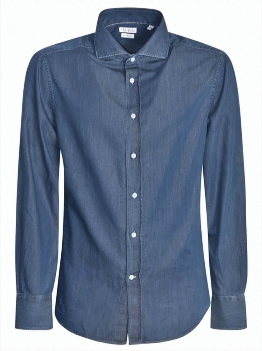 Brunello Cucinelli Medium Blue Cotton Long-Sleeve Shirt