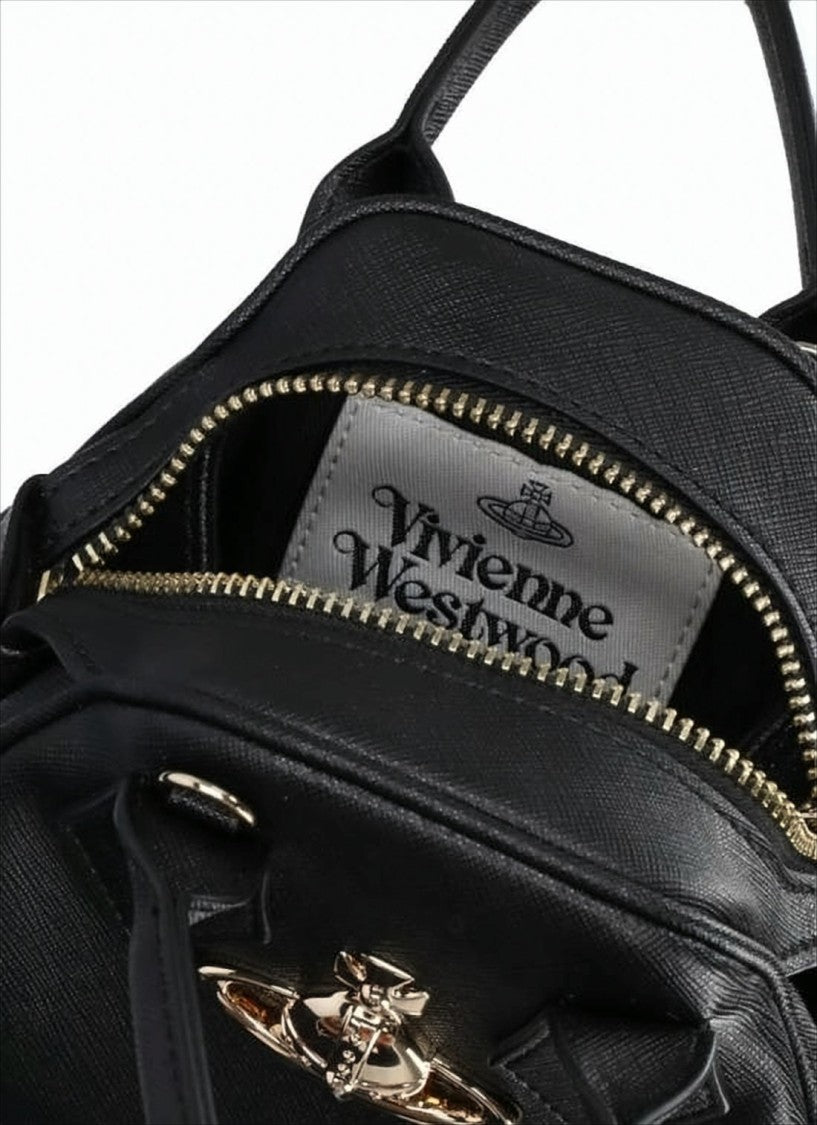 Vivienne Westwood Textured Synthetic Leather Crossbody Bag With Metallic Emblem