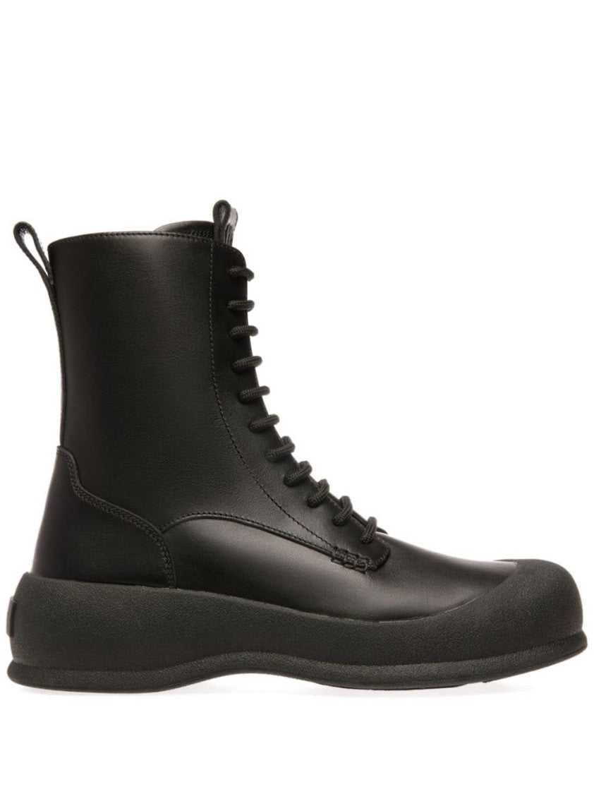 Bally High-Top Leather Ankle Boots With Lace-Up Closure