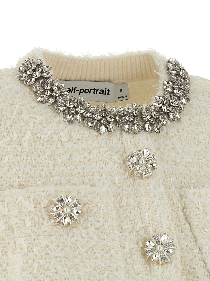 Self-Portrait 'Cream Textured Knit' Cardigan