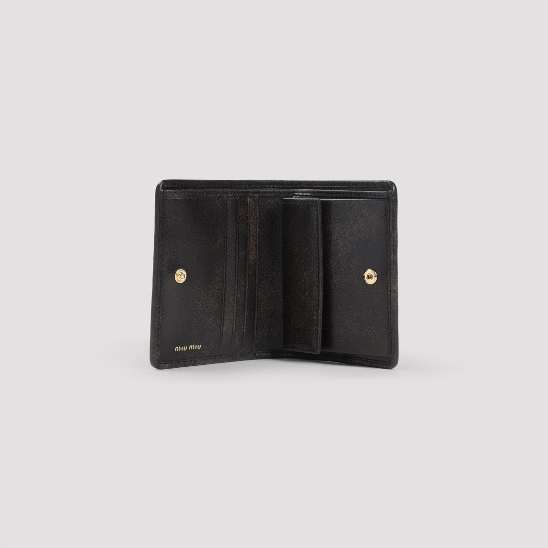 Miu Miu Compact Quilted Brown Lamb Leather Wallet