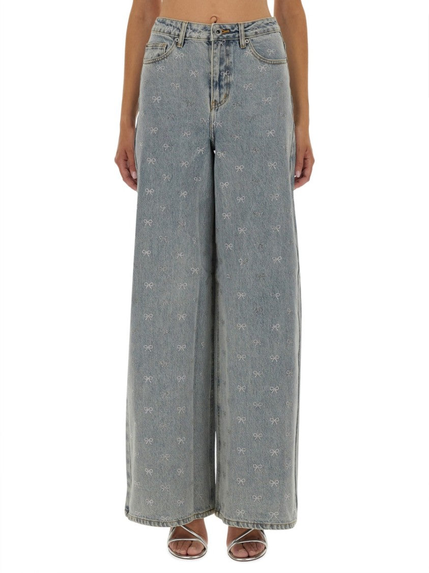 Self-Portrait Jeans With Rhinestone Bows