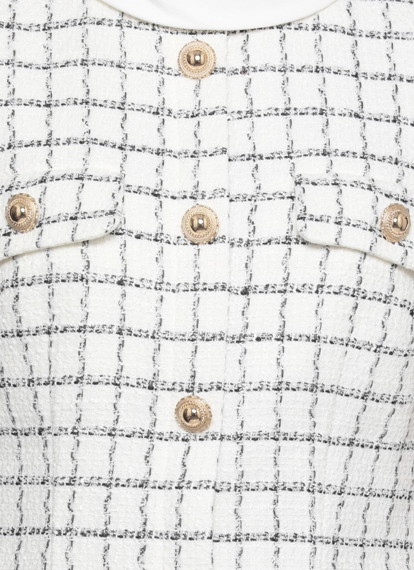 Self-Portrait Check Boucle Mini Dress