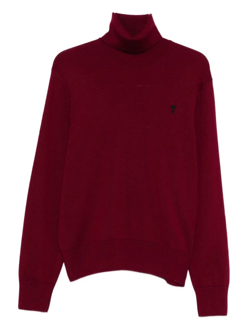 Ami Roll-Neck Embroidered Sweater