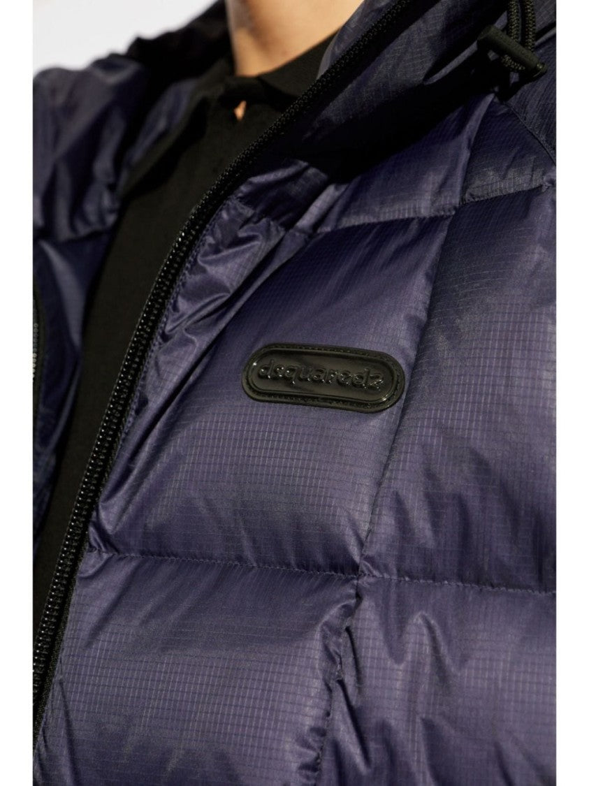 Dsquared2 Navy Blue Stretch-Cotton Padded Jacket