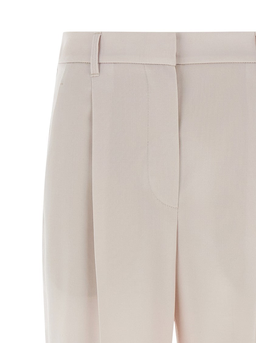 Brunello Cucinelli Formal Wool Trousers With Jewel Detail And Straight Leg Design