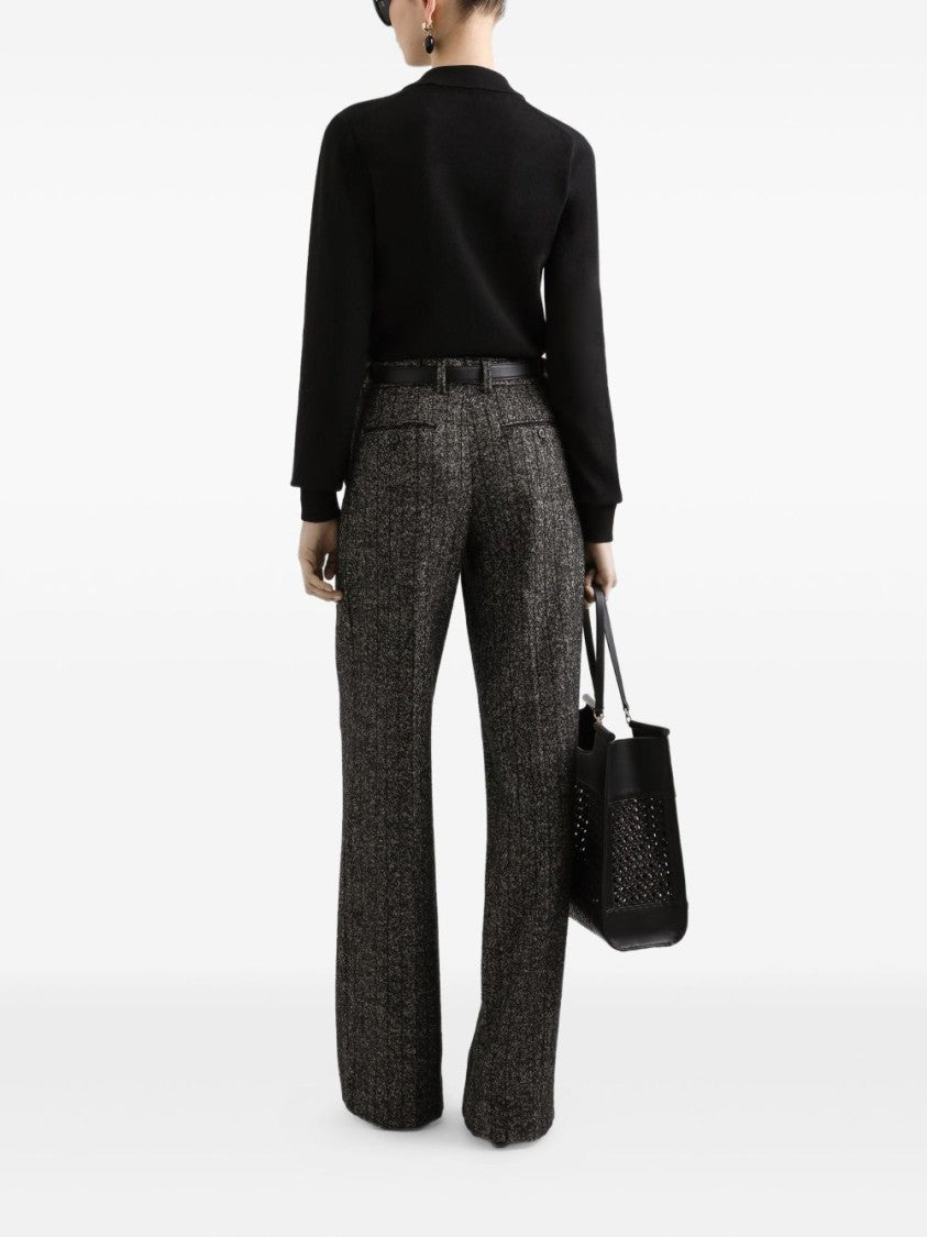 Dolce & Gabbana Tailored Gray Wide-Leg Trousers With Vertical Stripes