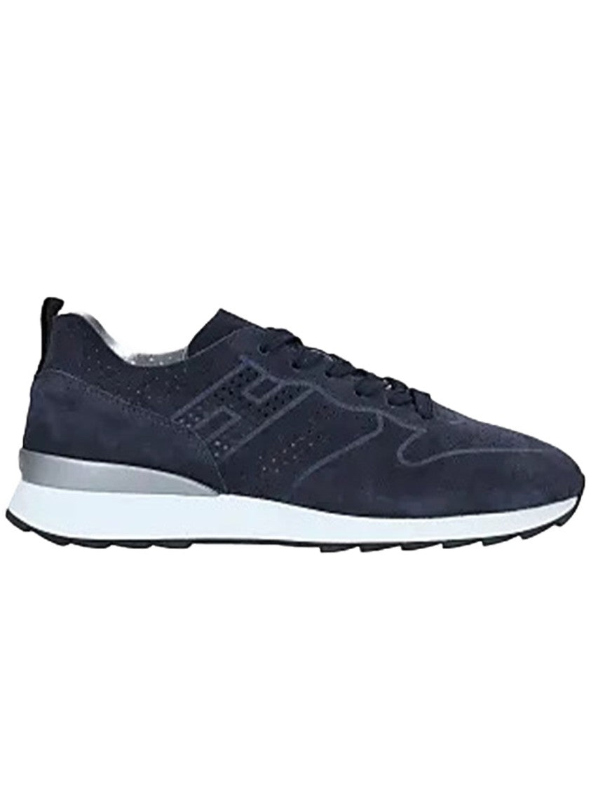 Hogan Perforated Blue Suede Sneakers