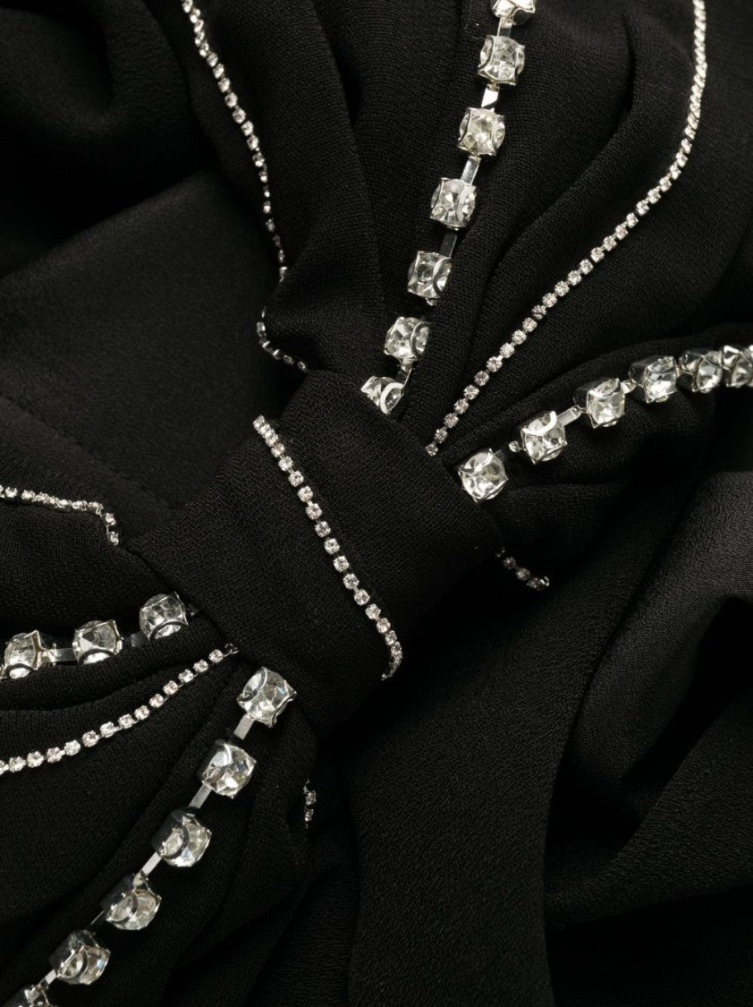 Self-Portrait Black Diamante Bust Midi Dress