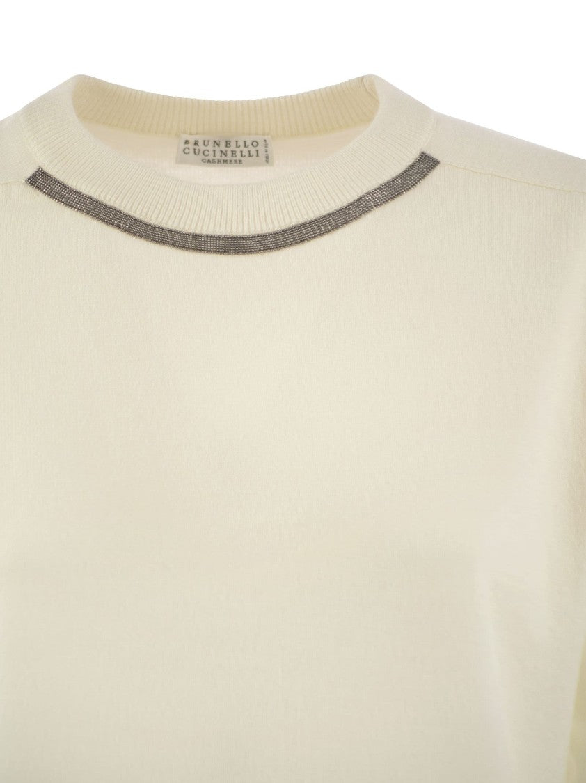 Brunello Cucinelli Cashmere Sweater With Neck Jewel