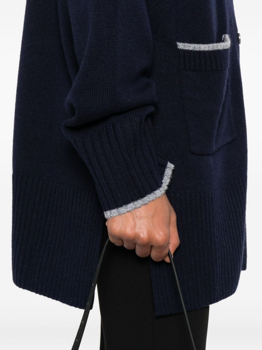 Pinko Long-Sleeved Cardigan Sweater With Deep V-Neck