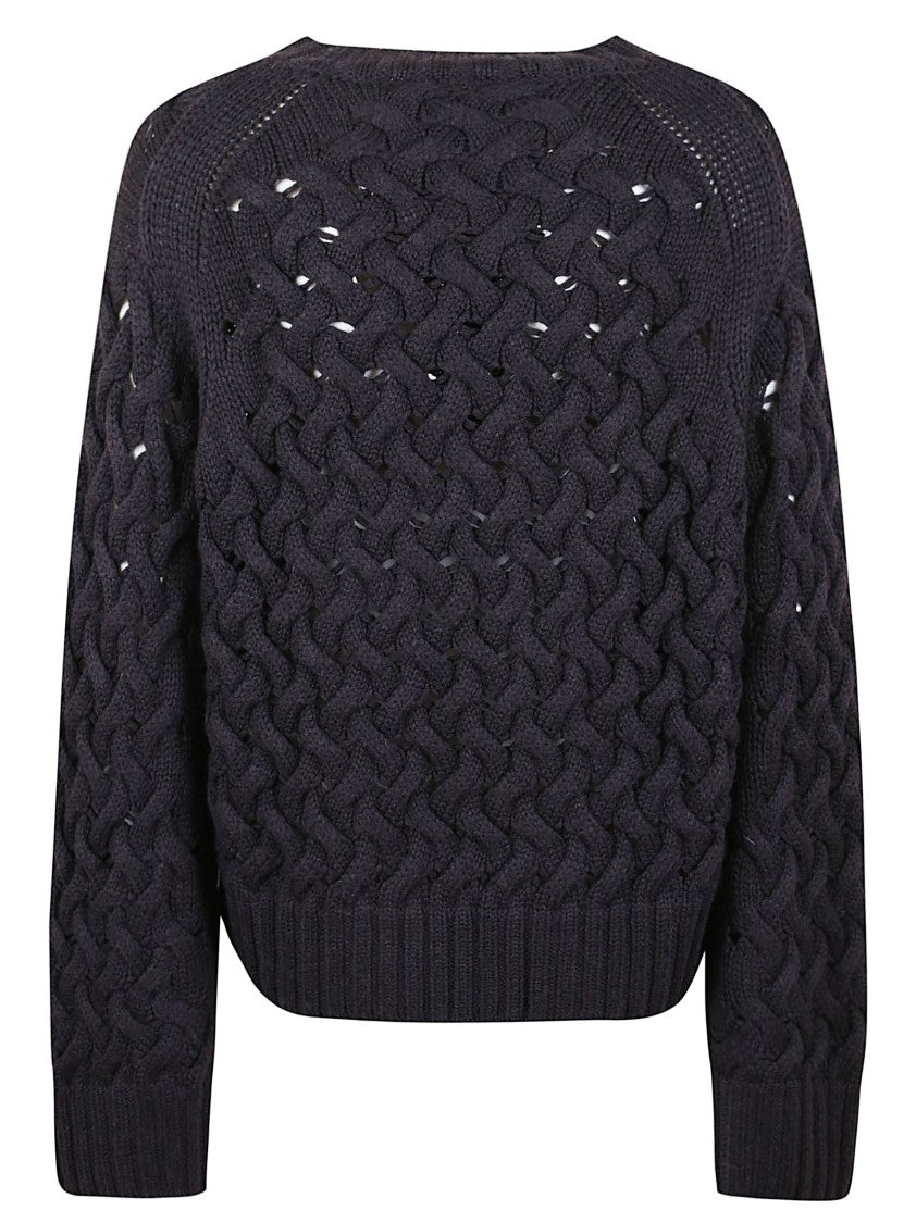 P.A.R.O.S.H. Braided Knit Wool Sweater With Crewneck And Ribbed Details