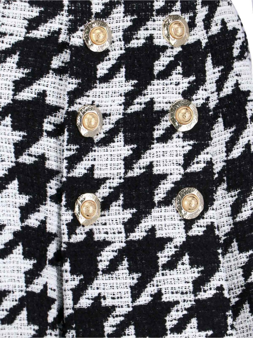 Balmain Houndstooth Mini Skirt Black