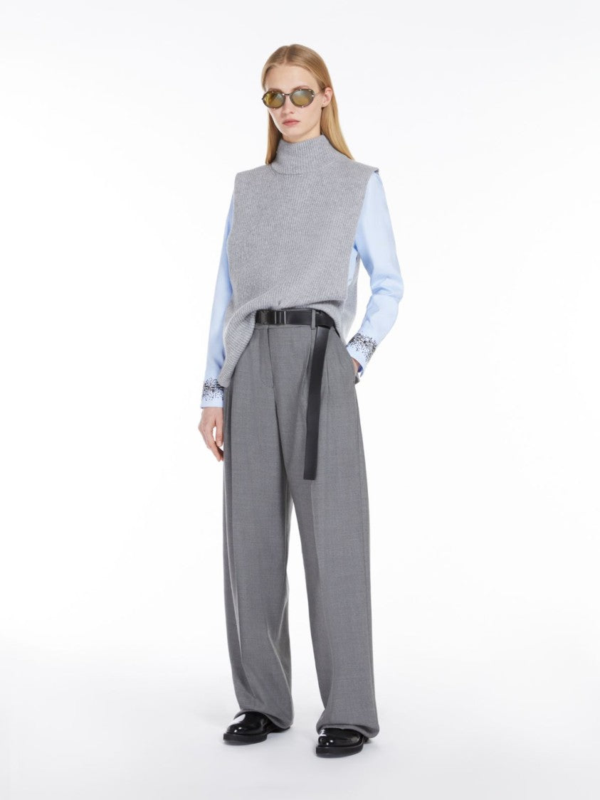 Max Mara High Neck Sleeveless Gilet In Cashmere-Blend Knit