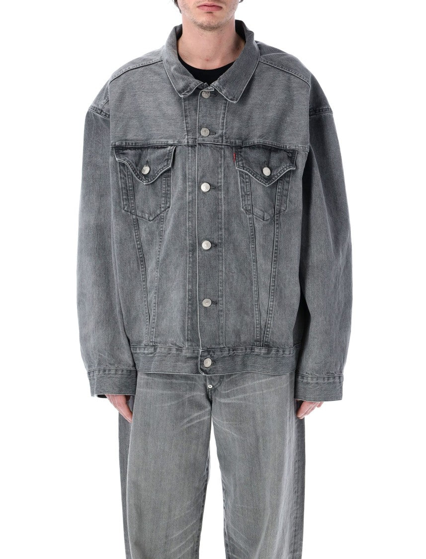 Junya Watanabe Washed Grey Oversized Denim Jacket