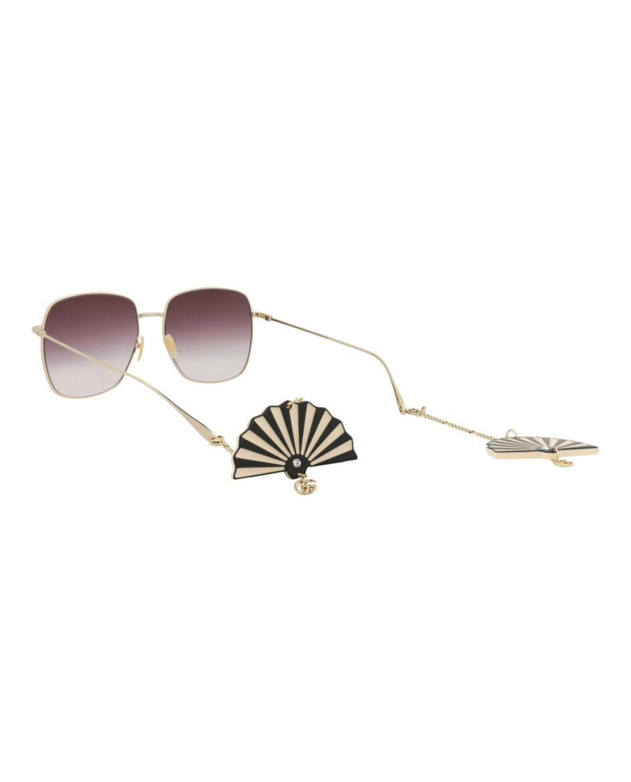 Gucci Square-Frame Metal Sunglasses With Velvet Case