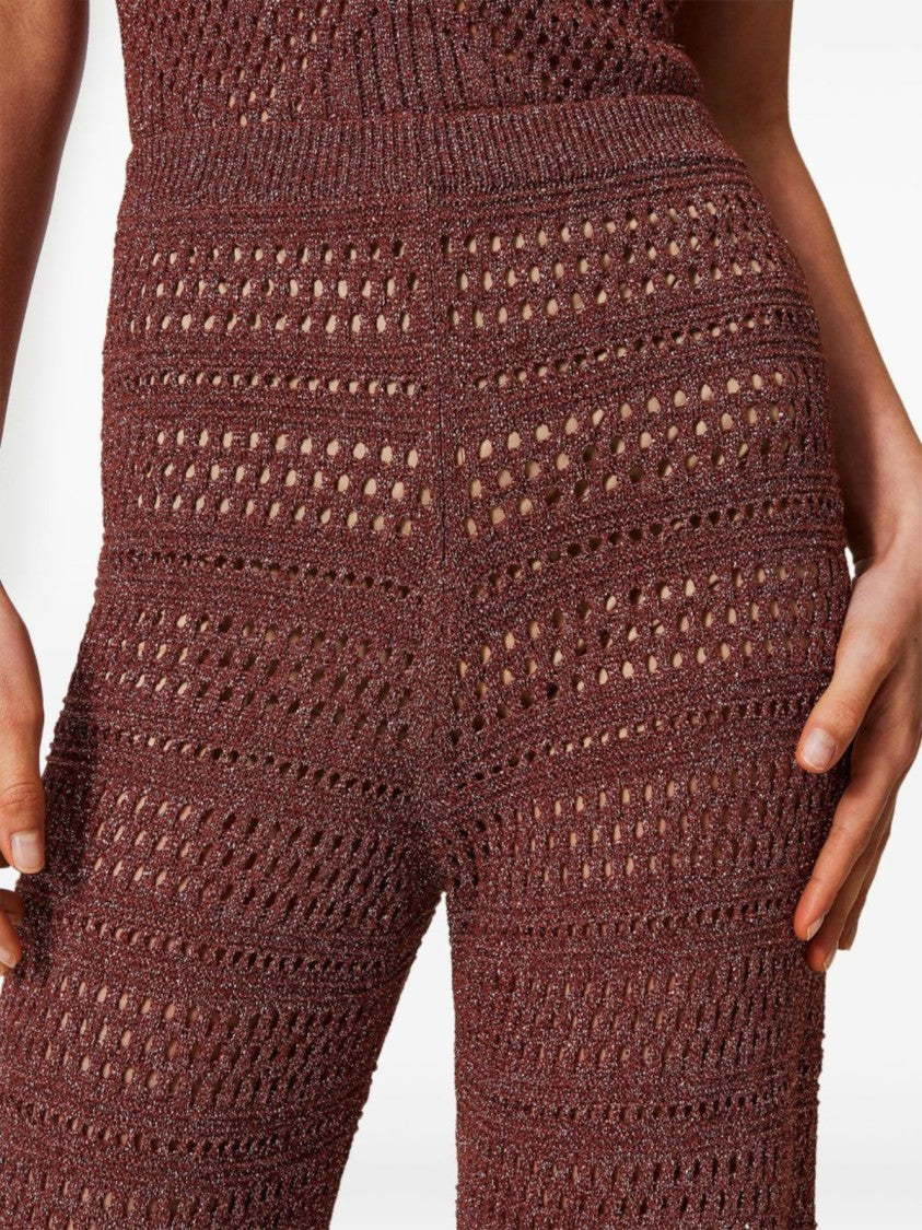 Twin-Set Wide-Leg Crochet Knit Pants