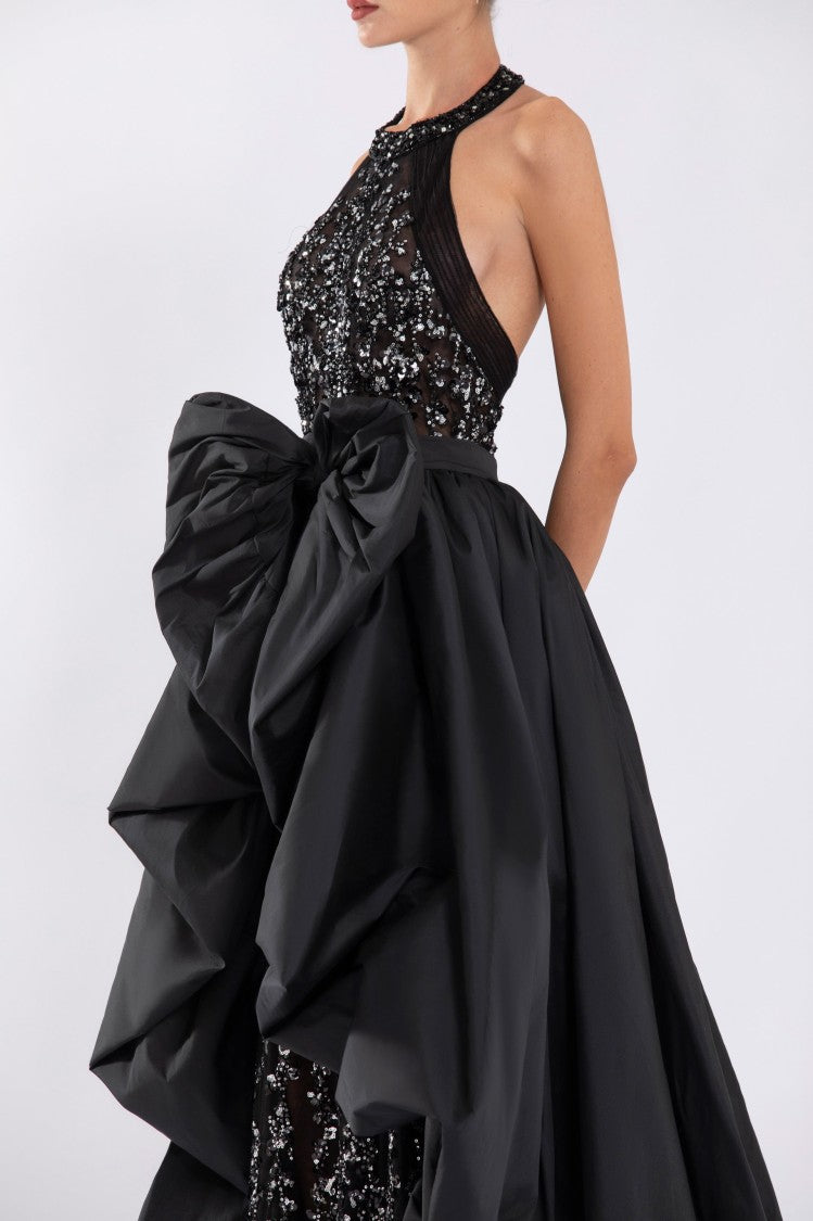 Saiid Kobeisy Taffeta Overskirt With Draped Bow