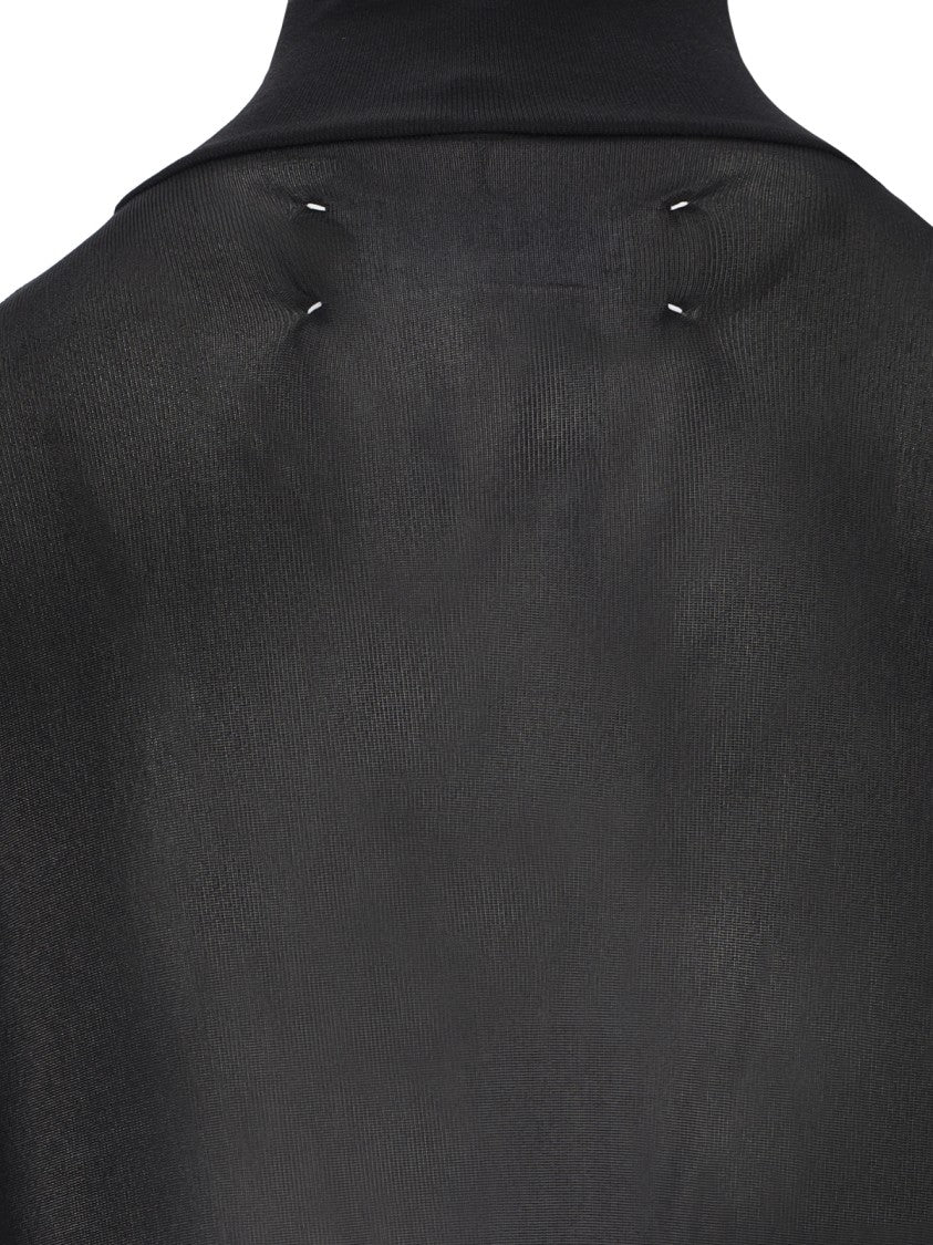 Maison Margiela Transparent High-Neck Bodysuit In Black Viscose Jersey