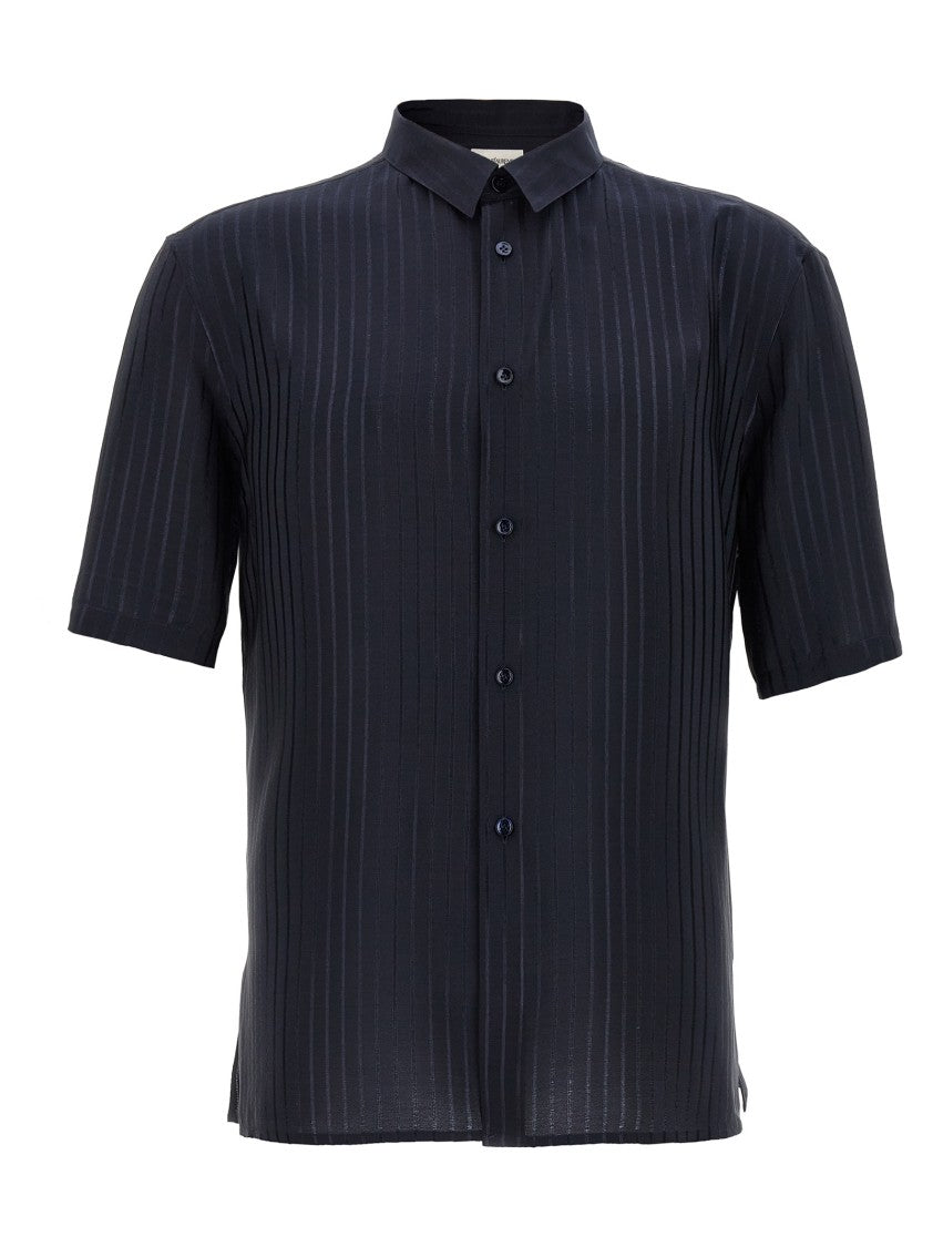 Saint Laurent Semi-Transparent Striped Silk Shirt