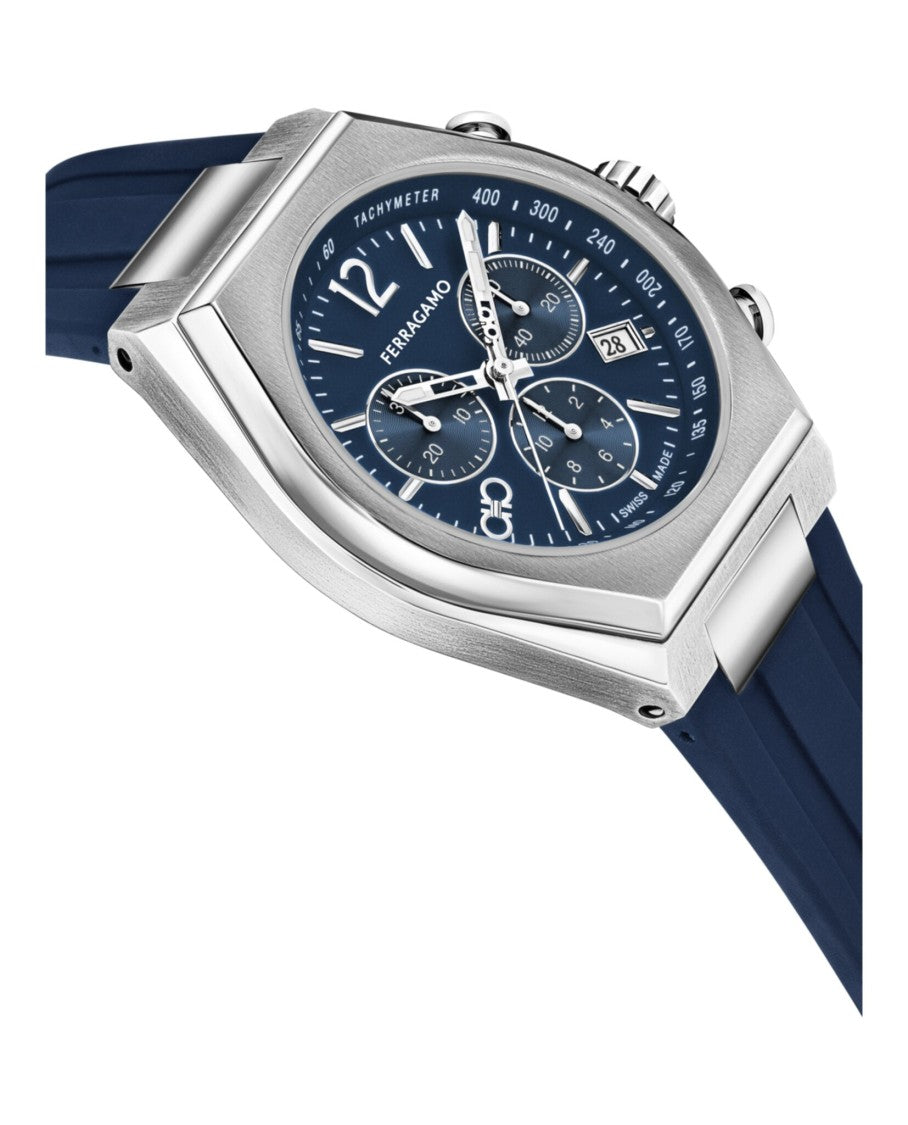 Ferragamo Tonneu Chrono Silicone Watch