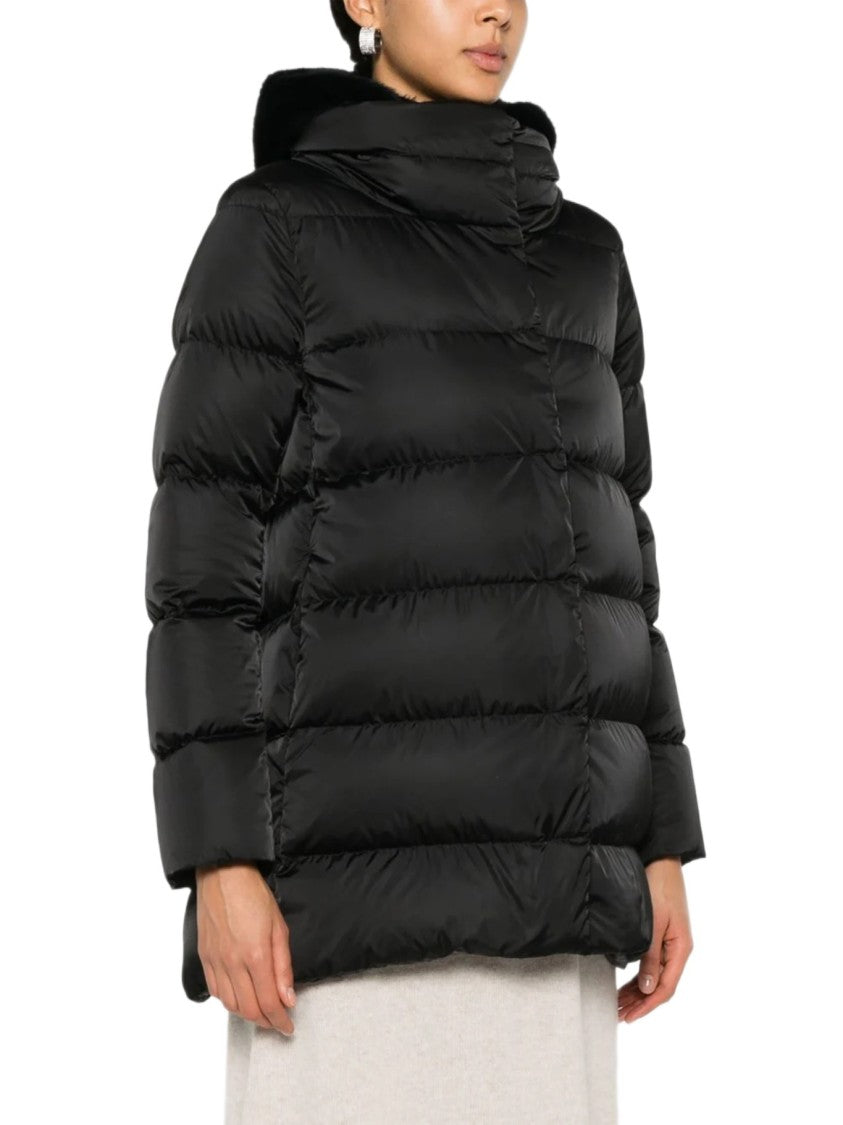Herno Quilted Padded Jacket With Removable Hood And Faux Fur Trim
