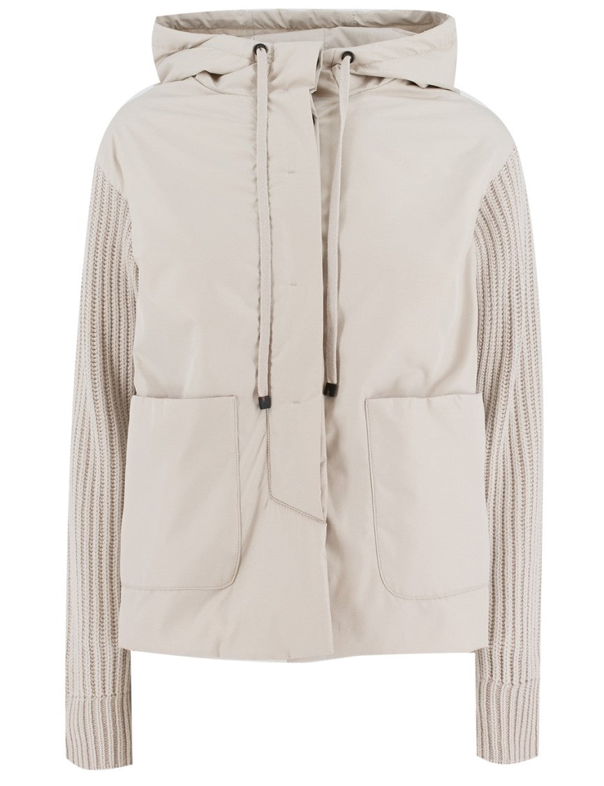 Le Tricot Perugia Beige Jacket With Contrasting Textures